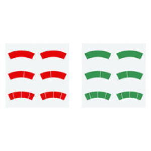 Adhesive label set, red and green circular arcs, for Ø-63 